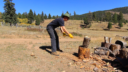 Kai Staats: chopping wood at Buffalo Peak Ranch
