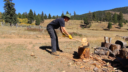 Kai Staats: chopping wood at Buffalo Peak Ranch