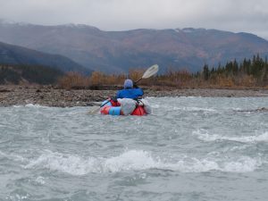 Kai and Colleen packrafting on the Talketna River, Denali National Park, Alaska