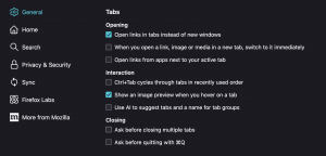 Disable AI tab sorting