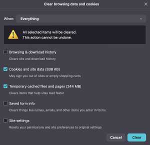 Clear browser cache